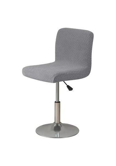 Elastik T Şekilli Jakarlı Sandalye Kılıfı Ev Tipi Kanepe Koruyucu Kılıf Otel Ziyafet Yemek Küçük Boy Sandalye Kılıfı Düz Renk Gri