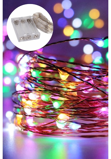 Pilli Renkli Peri Led Işık Dekoratif Aydınlatma 5 Metre Rgb  Led