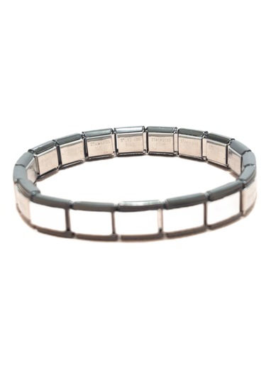 Çelik Bileklik İtalyan Charm Model Unisex Erkek Kadın 3 Mm 18 Cm Ortası Gümüş Siyah Black Gümüş - Siyah