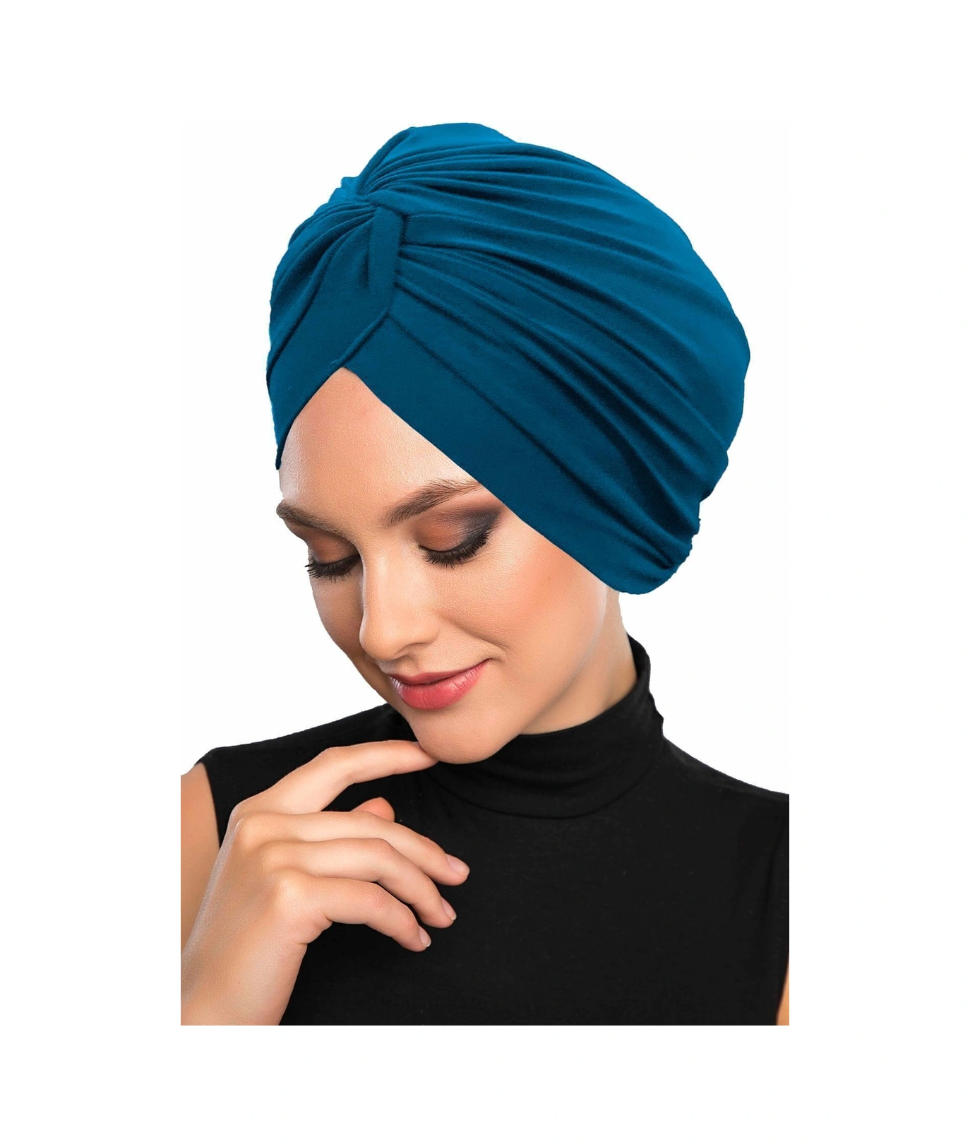 Çapraz Kancalı Petrol Hazır Türban Tesettür Dış Ve Havuz Bonesi Petrol