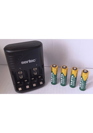 Varta 4 Adet Şarjlı 2100mah Aa Kalem Pil Promo Paket +sertec Stc-9v Aa-aaa Otomatik-hızlı Pil Şarj Cihazı
