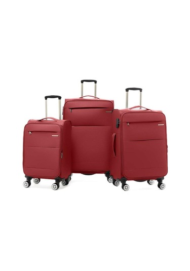 Louisiana Polo 3'lü Valiz Seti Lüx Kumaş Valiz Bordo 2082 Bordo