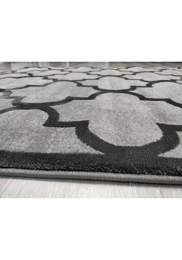 Eko Halı Como Cm04 Gri Siyah Modern Halı 120X170 Cm