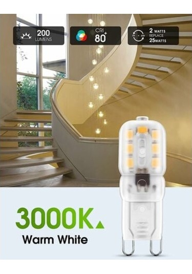 G9 Led Ampul, 2w G9 Sıcak Beyaz 3000k, Led Ampul, 25w Eşdeğer Halojen Ampul, 230v Ac 200lm, 360 Geniş Işınlar, G9 Taban 10'lu Paket Ruıoıu