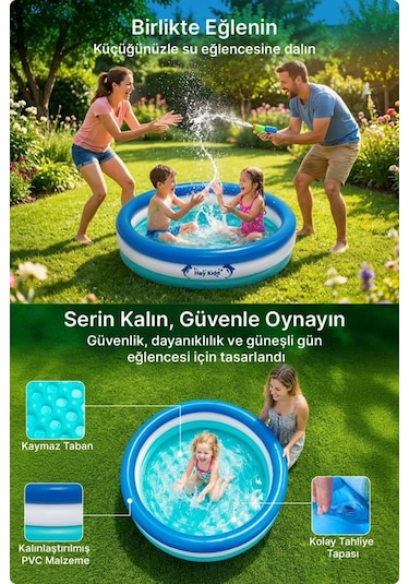 Heykida Swim Safe Şişme Çember Havuz 100x25cm Mavi