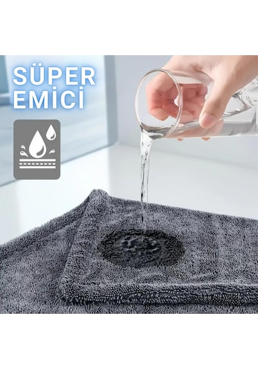 Coofbe Profesyonel 40x60cm 1200gsm Ultra Kalın Mikrofiber Araç Kurulama Havlusu Oto Yıkama Bezi Kurutma Havlusu