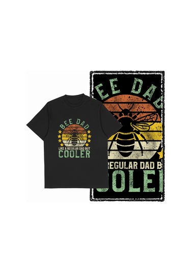 The Coolmınd Coolmind De %100 Pamuklu Erkek Grafik Tişört - Komik Arı Baskılı Büyük Bedenaltın Altın