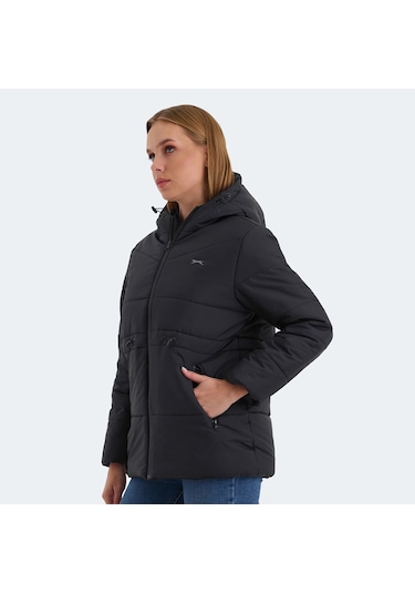 Slazenger CALLU Kadın Kapüşonlu Şişme Siyah Mont & Kaban