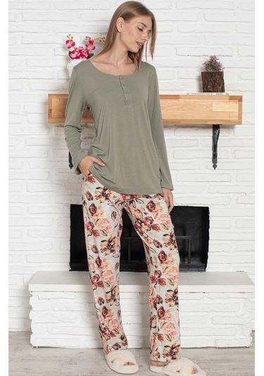 Limissi Viskon Pijama Takımı Haki