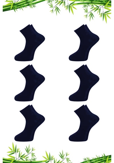 Bambu Erkek Yarım Konç Düz Lacivert Çorap Dikişsiz 6'lı Paket Lacivert