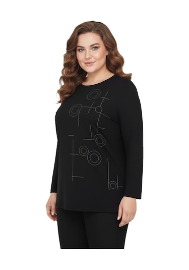 Wearon Kadın Siyah Sıfır Yaka Taşlı Bluz Bgl-st05154 Siyah