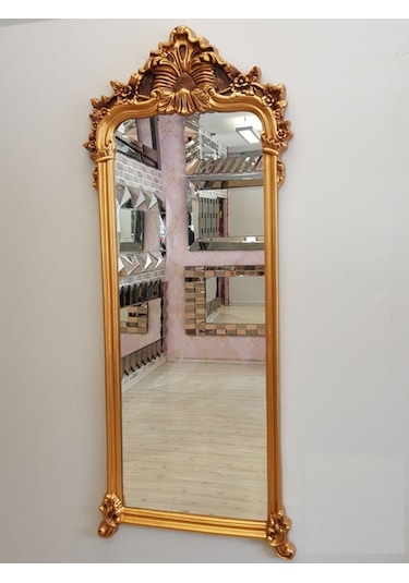 Vintage Madam Model Altın Renk Varaklı Boy Aynası Altın