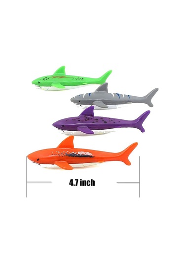 Dalış Havuzu Oyuncağı Sualtı Yüzme Dalış Torpido Atma Köpekbalığı, 4'lü Paket