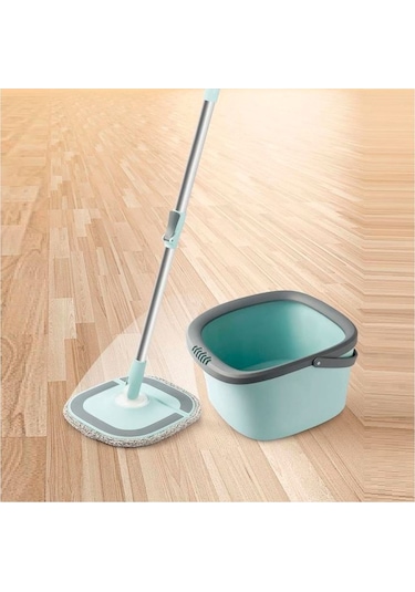 Spin Mop Compact Geniş Kare Paspaslı Temizlik Seti 10 L