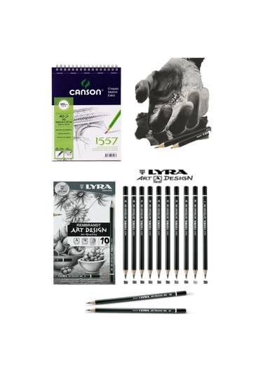 Canson 1557 Eskiz Çizim Defteri 40 Yp Lyra Art Design Dereceli Kalem 10& 39 Lu Set