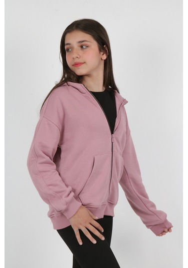 Toontoy Kız Çocuk Nakışlı Hırka Gül Kurusu