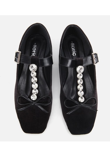 Hotiç Kadın Siyah Kadife Taşlı Fiyonk Detaylı Babet 01ayh314670a100 01ayh314670a100 Siyah