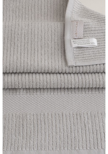 Ivory Gri Fitilli Mikro Fiber %100 Pamuk 2li El Yüz Havlusu Seti Gri