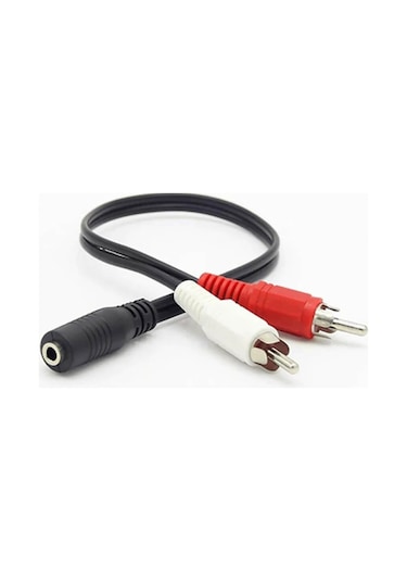 3.5mm Stereo Dişi to 2 RCA Erkek Tos Ses Kablosu - AUX Dönüştürücü Kablo - 30cm