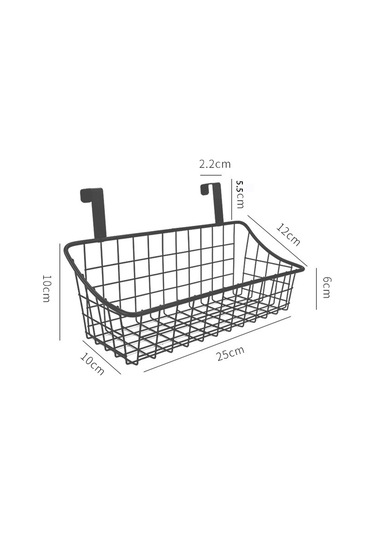 Suntek Asılı Duvar Sepeti Metal Tel Organizatör Çamaşır 10x10x25cm Siyah