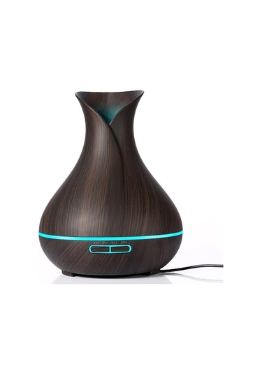 Aromaterapi Dağıtıcı 400ml Koyu Ahşap Desenli 20-40m² Nemlendirici 35db Az Gürültülü Euro Şarj Pp+abs - Koyu Kahverengi