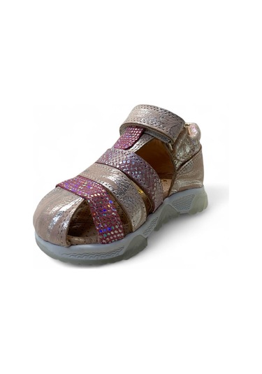 542 Bebek Deri Korseli Sandalet Pudra