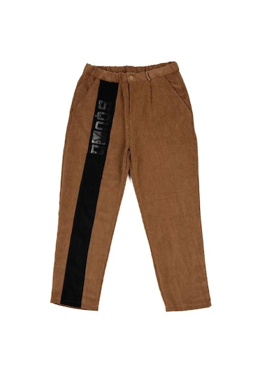 Kadın Souchi Siyah Çizgili Kahverengi Kadife Pantolon Kahverengi