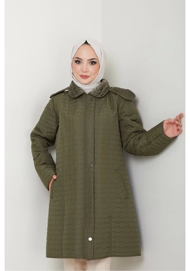İçi Kürklü Kapüşonlu Mont / Haki - M0103 Haki