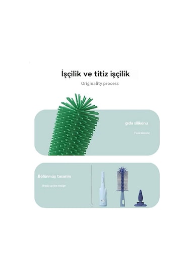 Biberon Fırçası Temizleme Fırçası Yenidoğan Bebek Özel Emzik Saman Fırçası Silikon