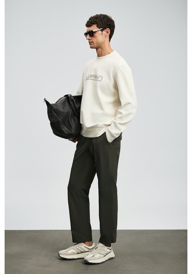 Lufian Erkek Luther Sweatshirt 112030171 Ekru Ekru