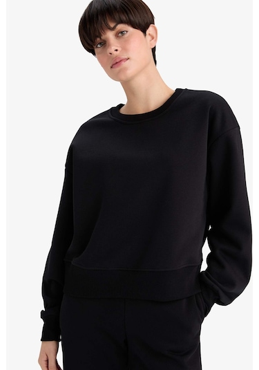 Defacto - Boxy Fit Basıc Sweatshirt B8568AX24WN Siyah