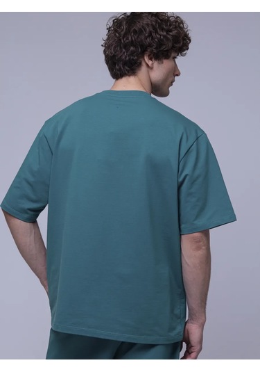 Frutto Rosso Düz Renkli Oversize Tişört 212014194 Derin Mavi-yeşil