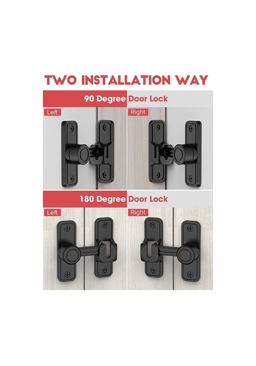 Ccgloball Ağır Kapı Mandalı 90 Derece Sağ Açı Ahır Kapı Kilidi Anti-hırsızlık Sürgülü Kapı Kilidi Mandalı Bahçe Siyah