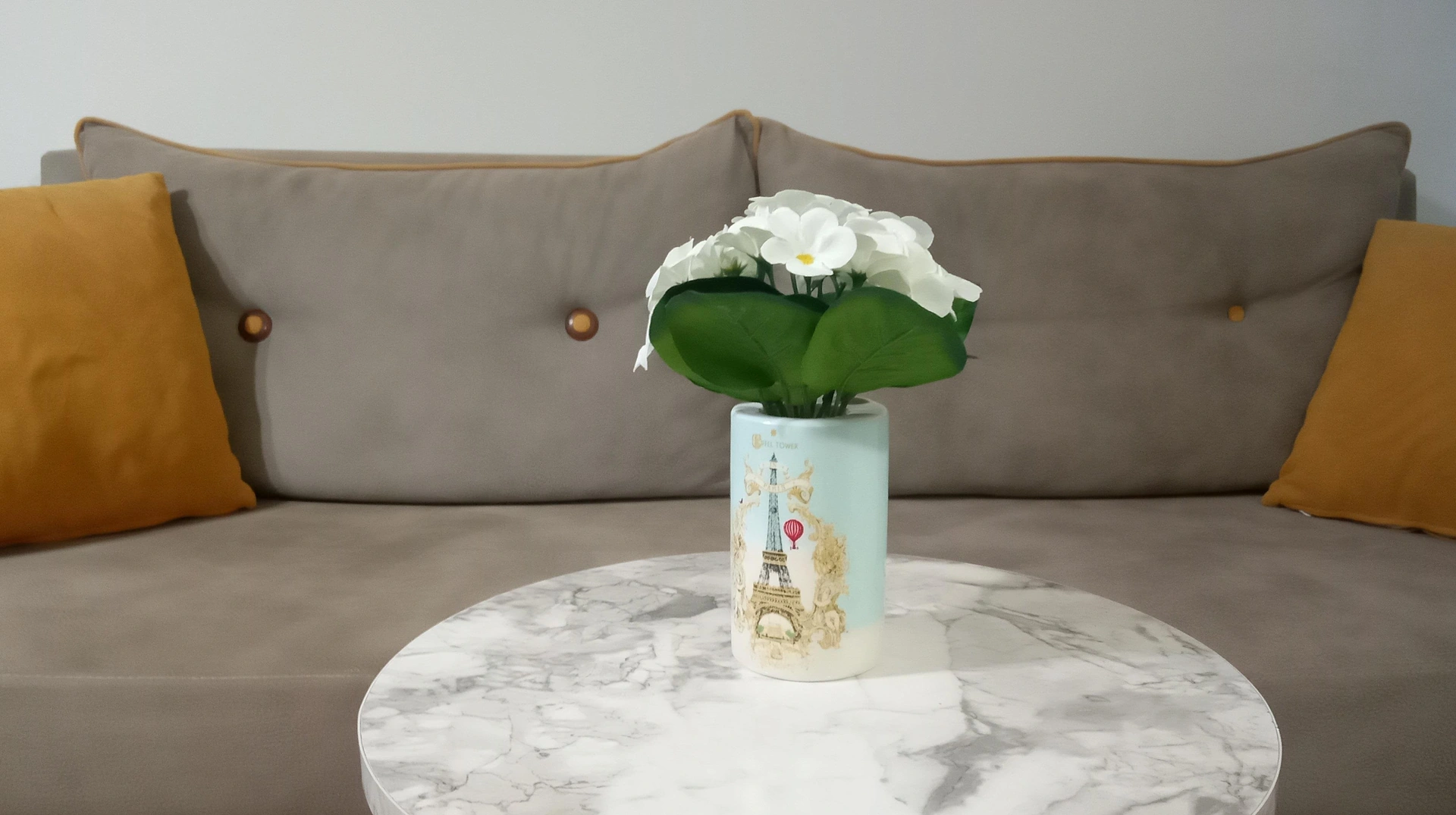 2 Adet Vazo Dahil,vazoda Çiçek,beyaz Yapay Çiçek,vazo Dekoratif Romantik Yeşil Model 7x7x16cm Çok Renkli