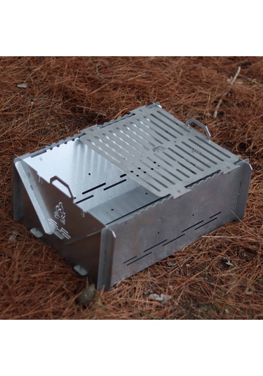 Kamp Ayısı Grillfish Katlanır Özel Kutulu 2mm Galvaniz Çelik Balık Izgaralı Mangal & Ateş Çukuru Gri