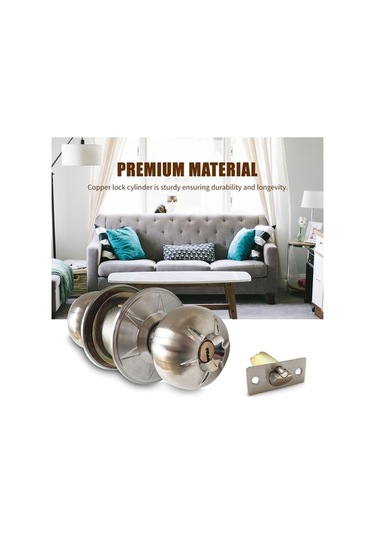 Prestigegoods Kapı Kolu Kilit Seti 3 Anahtarlı Yuvarlak Top Stili Gizli Banyo Kulp Paslanmaz Çelik Cilalı Set Diğer