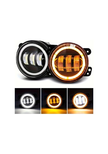 Xuweiwei 2 Adet 4 Inç Angel Eyes Led Işık Beyaz Halka Dc12v/24v 6000k Parlak Beyaz Ve Sarı Round Led Çalışma Işığı Jeep Wrangler Jk Tj Lj Ford İçin