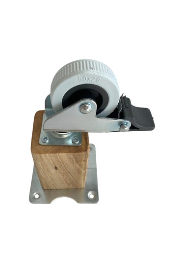 Kale Ahşap Tekerli Ayak Mobilya Masa Dolap Tekerli Ayağı Frenli 15cm Ceviz Ağacı 1 Adet Açık Ceviz