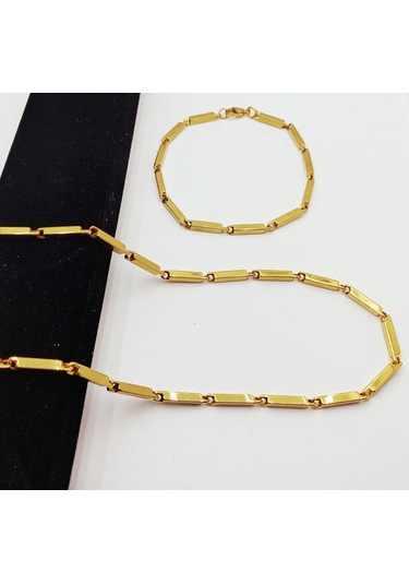 Çelik Kolye Bileklik 3Mm Altın