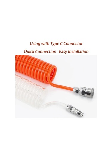 3/6/9/12/15m Pu Hava Kompresörü Hortumu Tüpü Yay Benzeri Hava Hortumu Esnek 6x4mm Transparent 6m-c Fitting