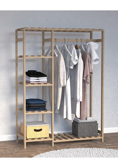 Ahşap Gardırop, Masif Ahşap Dolap, Açık Dolap 110x40x150 Ahşap
