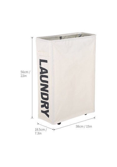 Cbtx Köşe İnce Katlanabilir Oxford Kumaş Çamaşır Sepeti Kutusu Örgü İpli Kirli Giysiler Bej Diğer