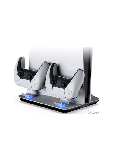 Dobe PS5 Multi Fonksiyonlu Konsol Şarj Standı Fanlı Beyaz