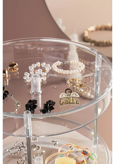 Çok Amaçlı Dönebilen 2 Katlı Organizer Şeffaf