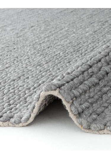 Eko Halı Jade Basketweave Gri Naturel Doğal Yün Kazak Örgü Desenli El Dokuma Örgü Halı Gri