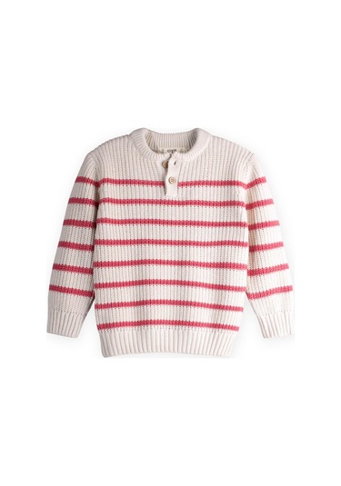 Çizgili Triko Kazak 2-8 Yaş Ekru-somon Çizgili Ekru-somon Çizgi