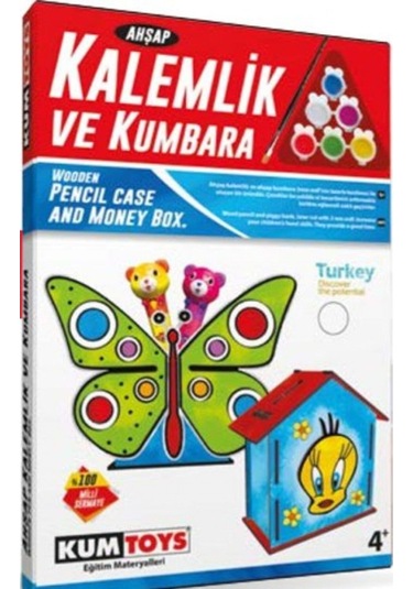 Saat Boyama ve Ahşap Kalemlik ve Kumbara Boyama (2'li Set)