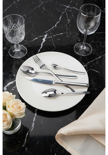Bernardo Glare 36 Parça 6 Kişilik Çatal Kaşık Bıçak Takımı GÜmüş