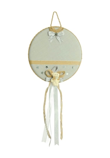 Süslebabypartystore Doğa Temalı, Ayıcıklı Keten Kumaş Kapı Süsü, Gri Çok Renkli