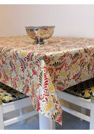 Kumaş Dokulu Tabanı Silikonlu Yıkanabilir Silinebilir Ütülenebilir Kaymaz Dekoratif Masa Örtüsü 21brs010 Renkli